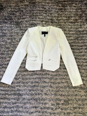 BCBGMaxAzria White Cropped Open-Front Flynn Blazer XXS